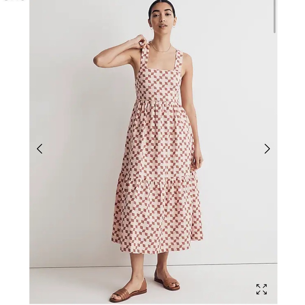 COPY - Madewell • EUC • Cicely Tiered Midi Dress in Geo Checkerboard